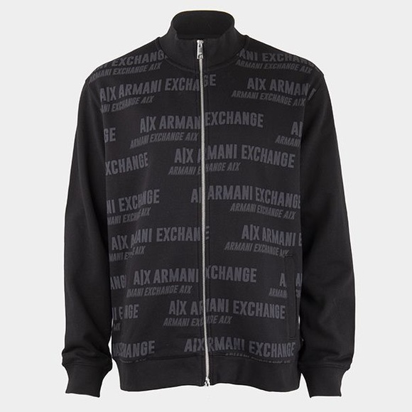 Armani Exchange Black Grey Zipper Sweatshirt - Picture 1 of 6